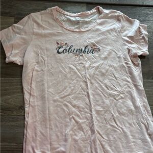Columbia Light Pink Short Sleeve Tee with Floral Script
